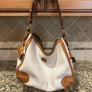 Dooney & Bourke White and Tan Hobo Bag vintage 1980s